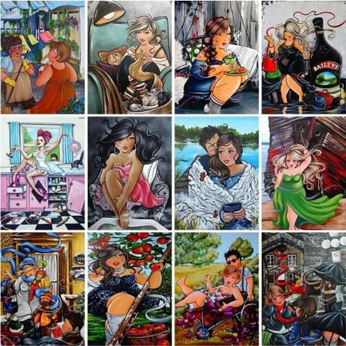 Full Square/Round 5D Diy Diamond Painting Cartoon Sexy Fat Ladies Diamond Embroidery Cross Stitch Rhinestones Mosaic Home Decor