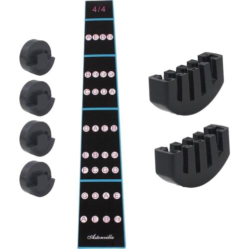 Rubber Violin Practice Mute Finger Guide Set, Claw Style Mute , Round Mute and Violin Note Sticker , Pack of 7