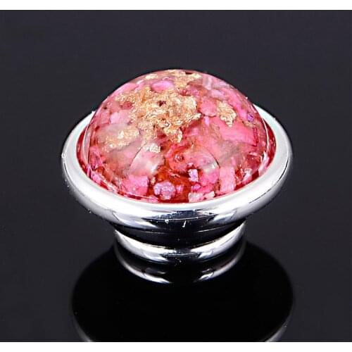 Pink resin cabochon with seashell chips for DIY charm bracelets,necklace,ring,925 silver plating,jewelpops IJP343