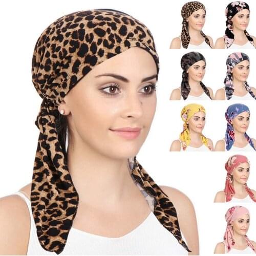 2021 New elastic cotton solid color wrap head scarf Hats muslim turban bonnet for women Inner Hijab Hat female turbantes caps