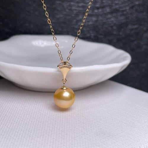 Shilovem 18k yellow gold real Natural pearls pendants fine Jewelry women trendy no necklace party new gift plant mymz8.5-96665zz
