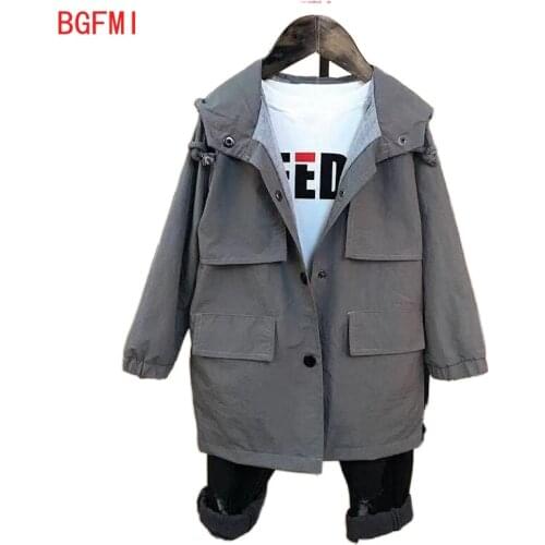 Boys Outdoor Clothes Teen Children Single-breasted Windbreaker Kids Fashion Coat Spring Fall Baby Boys Long Section Jacket