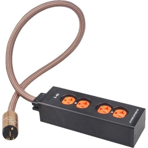 Aluminum Alloy US Plug Audio Power Socket + Hi-Fi AU / US Power Cable 2/4/6 Hole