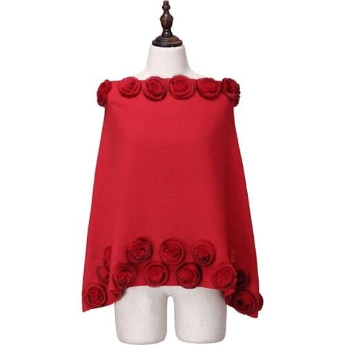 ZY87048 2016 Special Design Beaver Rabbit Wool Flowers Pashmina Luxury Cape Winter Hot Sell Shawls Poncho shawl Cape