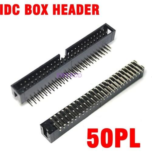 10Pcs DC3 2x25 Pin 50 Pin 2.54mm ISP Right Angle Male Double-Spaced Pin Male IDC JTAG Socket Box Header Connector