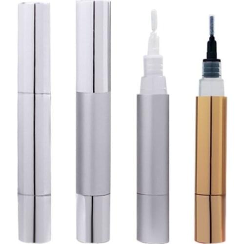 100Pcs 5ml Gold Silver Empty Cosmetic Twist Pens with Brush Tip Lip Gloss Brush Applicators Eyelash Growth Liquid Tube