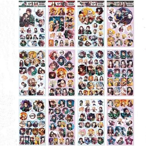 12pcs/Pack cool Anime Demon Slayer Kimetsu No Yaiba Sticker Decoration Sticker for Album Scrapbooking Diary Stickers Toys Gift