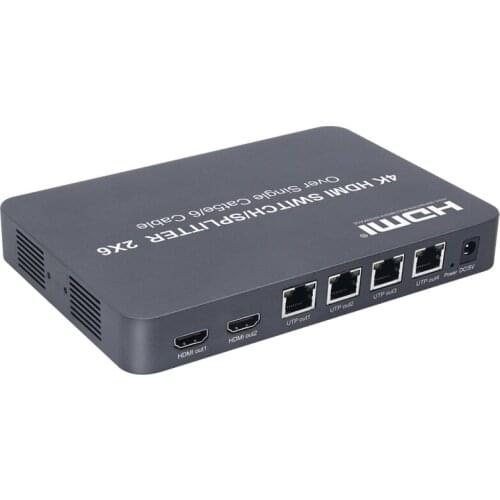 4K 30HZ HDMI Extender 100M 2x6 HDMI Switch Splitter Audio Video Converter with 2 HDMI Input 2 Output + 4 Channel RJ45 UTP Output