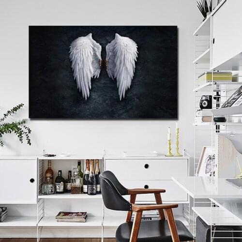 Anime Angel Wings Wall Art Canvas Prints Angel Feather Ground Wings Creative Paintings On The Wall Picture For Living Room Decor
