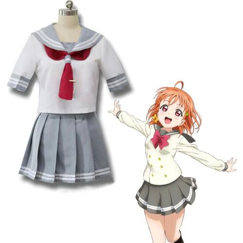 Anime Love Live Sunshine Cosplay Costumes Aqours Takami Chika Love Live Girls School Uniforms Japanese Anime Skirt Party Cute