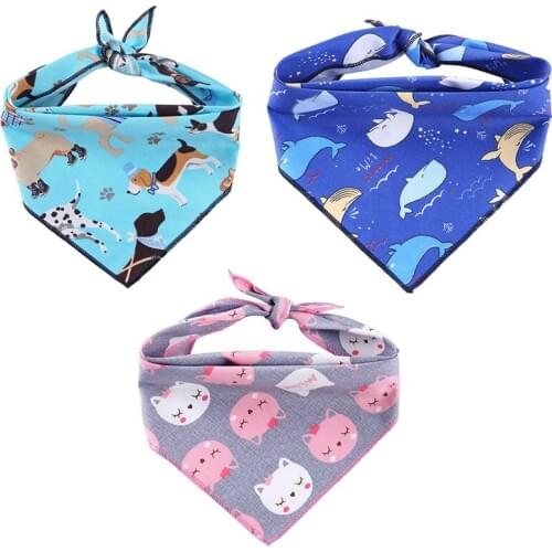 Pet Dog Bandana Small Large Dog Bibs Scarf Washable Cozy Cotton Printing Puppy Kerchief Bow Tie Pet Grooming Accessories