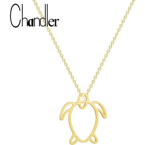 Chandler Stainless Sea turtl Dainty Gold Color Necklace Everyday Necklaces Gift For Her Layering Colier Honu Chokers Simple Tiny