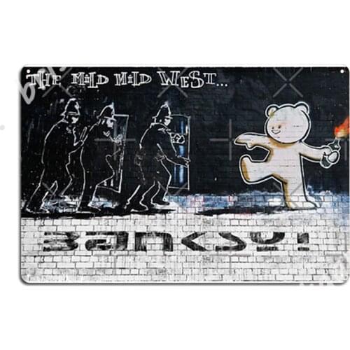 Banksy Graffiti Mural The Mild Mild-West Metal Signs Club create Club Bar Wall Plaque Tin sign Posters