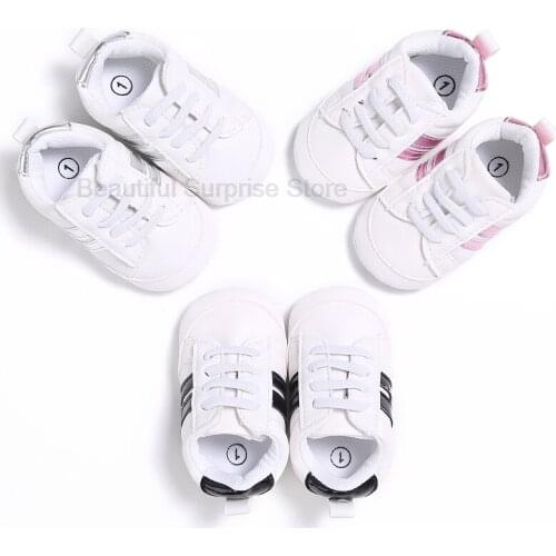 Newborn Baby Shoes Infant Boy Girl Classical Sport Sneaker First Walker Toddler Anti-slip Sole Moccasins Lace-up Crib Shoes