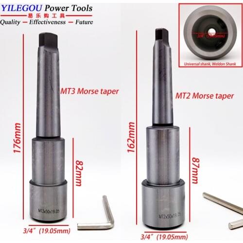 Annular Cutter Arbor With MT2, MT3 Morse Taper Shank. 3/4" (19.05mm) Weldon Shank Clamping For Magnetic Drill. Outer Cooling