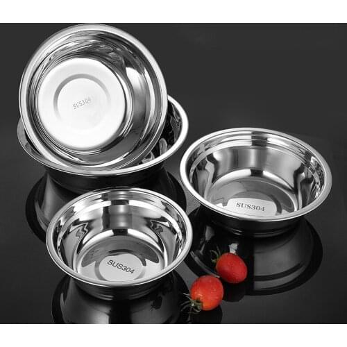 304 Stainless Steel Dinner Soup Basin Round Stainless Steel Bowl Seasoning Bowl Soup Pot Basin Tableware Kitchen