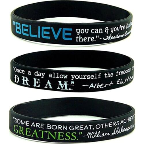 L93F Dream Greatness Believe Silicone Rubber Bracelets Wristband Sport Bangle Motivational Adults Teens Gift
