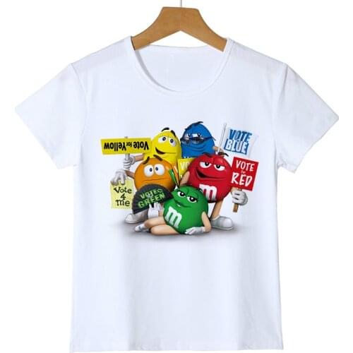 Cute kid t-shirt 3D Boy/Girl chocolate beans MM print funny streetwear t shirt Anime Short Sleeve Baby Shirts olome912