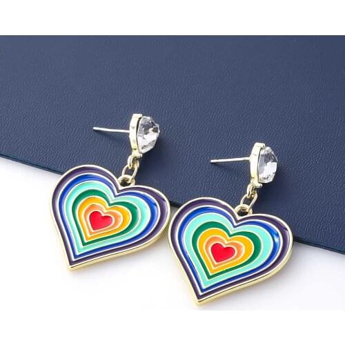 Fashion Multi-layer Metal Heart-shaped Dripping Earrings Womens Creative Popular Dangle Earrings Party Accessories