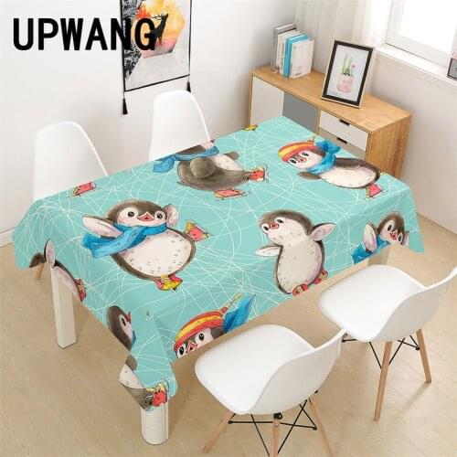 Penguin Animal Tablecloth 3D Printed Table Cover Rectangular Tablecloth Wedding Birthday Party Kitchen Home Decor