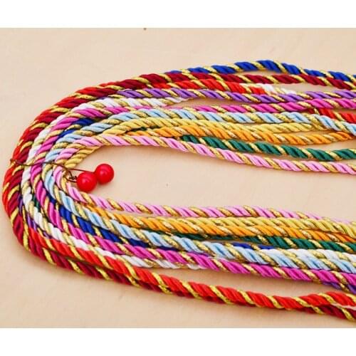 3mm 20meter Gold color Thread and Color Polyester Three Strands Twisted Rope Cords Diy Wedding Party Home Decoration D8