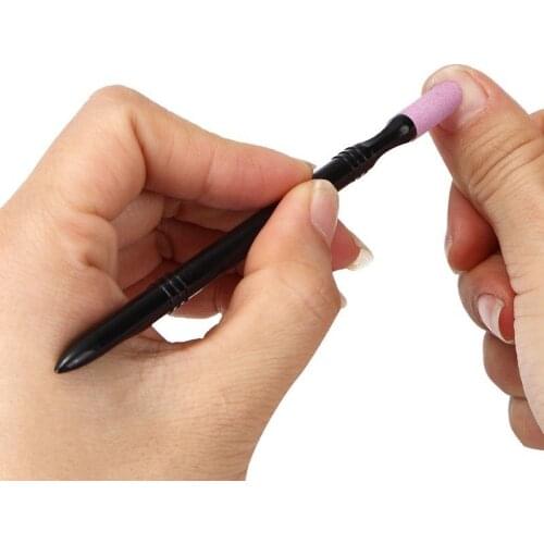 NOQ Professional Nails Polishing Rod Double Head Cuticle Push Remove Dead Skin Quartz Grinding Pen For Manicure Nail Art Tools