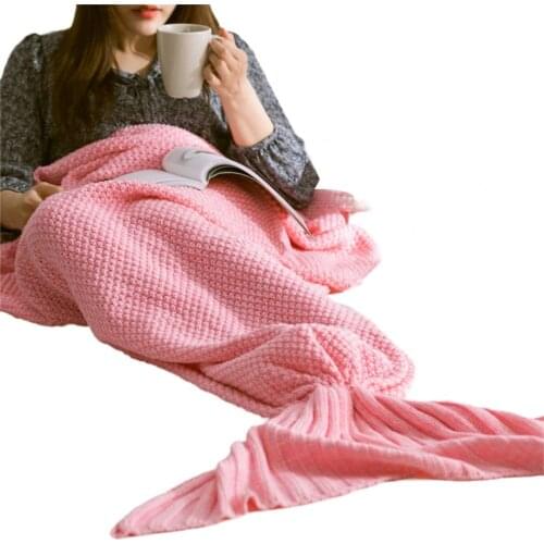 5 Colors Mermaid Tail Blanket Lady Soft Handmade Sleeping Bag Fashionable Knitted Blanket Fishtail Sleeping Bedspreads