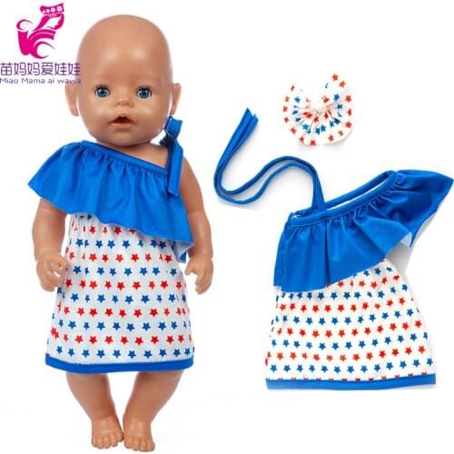17 inch baby new born doll clothes blue scallop star dress 18 inch girl doll clothes lace dress