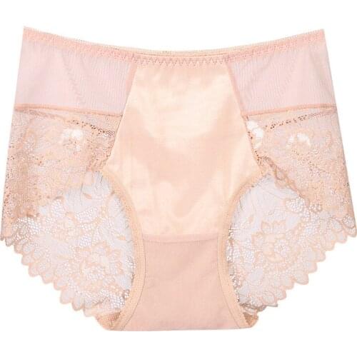 Solid Sexy Lace Panties Mid Waist Triangle Briefs Breathable Comfort Panties Transparent Lace Lingerie Sexy Underwear for Woman