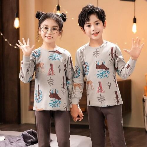 Autumn Winter Christmas Deer Print Pajama for Kids Baby Boys Cartoon Pijama Suits Clothes Sets for Baby Teenager Homewea Pyjama