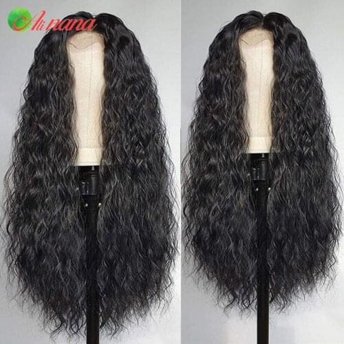 Alinana Water Wave Lace Frontal Wig 180% Density Pre-Plucked 13x4 Lace Front Wig Human Hair Wigs For Black Women Thicker 30 Inch