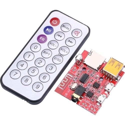 Bluetooth Audio Receiver Board Lossless MP3 Decoder Module 3Wx2 Power Amplifiers with Remoto Control DC 5V Support TF Card USB