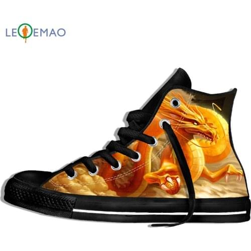 Custom Sneakers Hot Printing Golden Chinese Dragon Unisex Lightweight Trends Comfortable Ultra Light Sports Shoes