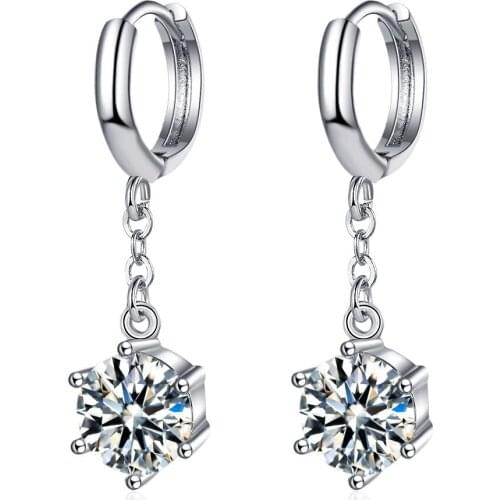 Simple Elegant Round White Crystal Tassel Drop Earrings for Women Jewelry Wedding brincos bijoux