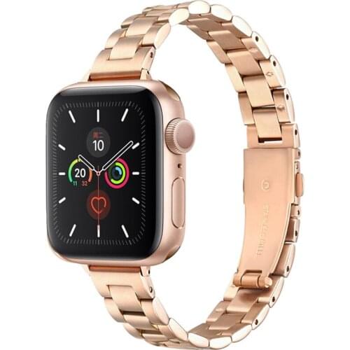 Women Stainless Steel Band for Apple Watch 6 SE 40mm 44mm Slim Metal Link Bracelet Strap for iWatch Series 5/4/3/2 38mm 42mm