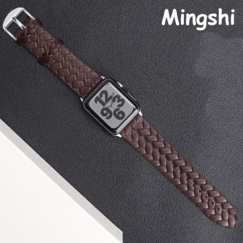 Brown Leather Band Loop Strap For Apple Watch 6 SE 5 4 3 2 1 38mm 40mm , Men Leather Watch Band for iwatch 5 44mm 42mm Bracelet