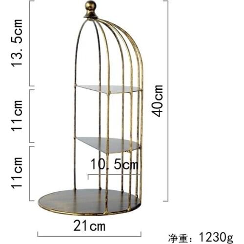 Retro Golden Dessert Table Props Wedding Cake Stand Decoration Bird Cage Decoration Iron Half Frame Dining Stand