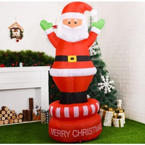 Christmas Inflatable Model Toy 1.8m Rotating Santa Claus Inflatable Toy Large New Year Decoration LED Light Outdoor Decoration