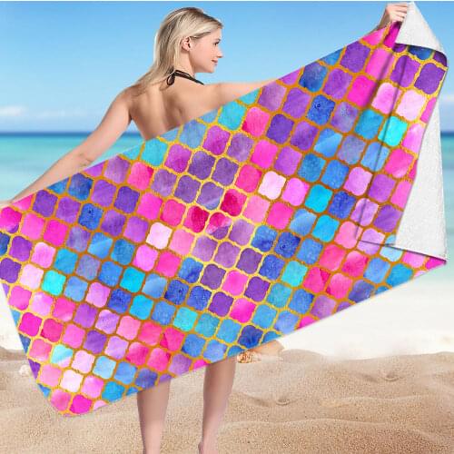 Fish Scales Large Bath Towels No Sand Free Quick Dry Towel Summer Swimming Xxl BeachTowel Surf Poncho Microfiber Bath Towel