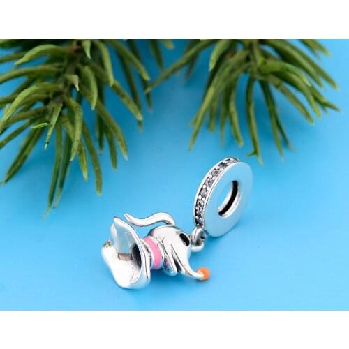 Fit Original Charm Bracelet Real 925 Silver Ghost Dog with Orange Lantern Nose Bead For Making Women Halloween Berloque 2021