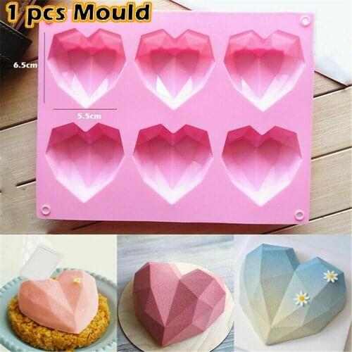 Silicone 3D Heart Shape Fondant Cake Chocolate Baking Mold Mould Modelling Decor