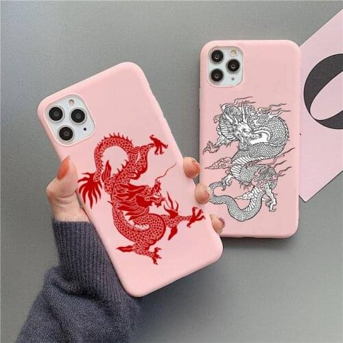 Remazy Fashion Dragon Phone Case For iphone 12 11 Pro Max Mini XS 8 7 6 6S Plus X SE 2020 XR Matte Candy Pink Silicone cover