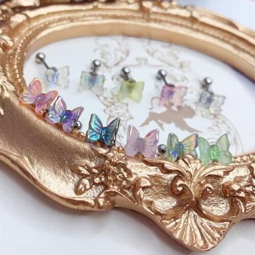 1PC Cute Butterfly Studs Earrings For Women Girls Ins Minimalist Cartilage Earrings Tragus Cartilage Piercing Body Jewelry Gifts