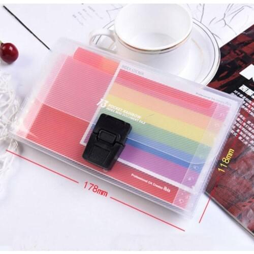 1PC Rainbow Color A6 Document Bag Cute Mini Bill Receipt Grids 13 Supplies File Organizer Pouch Holder File Bag Folder Offi I8H6