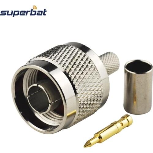 Superbat 10 pcs N 0-11GHz Crimp Plug Male RF Coaixal Connector for LMR240 50 Ohm