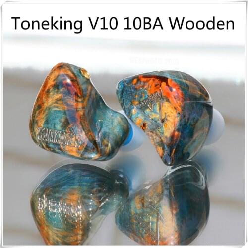 TONEKING V10 10 Balanced Armature 10BA Wooden Hifi Music Monitor Studio Customized Hand Made MMCX Earphone Earbuds