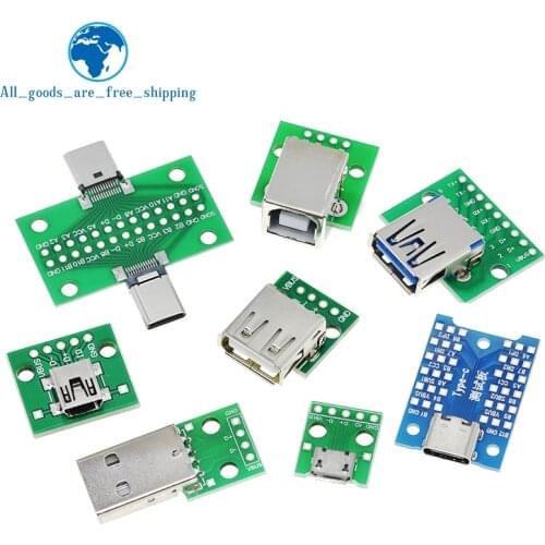 10pcs USB Male Connector MINI MICRO USB to DIP Adapter female connector 2.54 Connector B Type-C USB2.0 3.0 Female PCB Converter