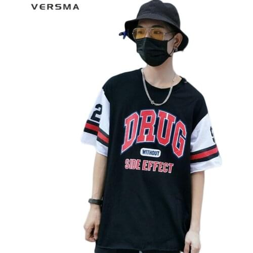 VERSMA Korean Ulzzang Harajuku BF Letter Printed Baseball T-shirts Men Women Summer Hip Hop Street Loose Couple Tee Shirts Men
