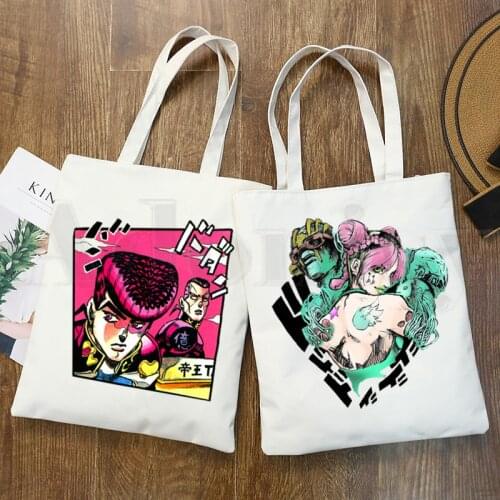 JoJo Bizarre Adventure Harajuku Vintage Handbags Shoulder Bags Casual Shopping Girls Handbag Women Elegant Canvas Bag
