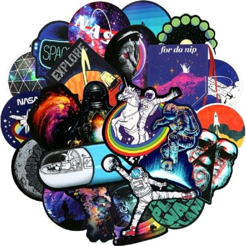 10/50Pcs Outer Space Stickers for Laptop Motorcycle Skateboard Fridge Luggage Phone Decal Universe Astronaut Spaceman Stickers